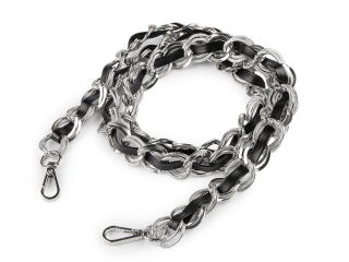 Koženkový popruh / ucho s řetízkem a karabinami, na kabelky, šíře 2 cm, délka 120 cm